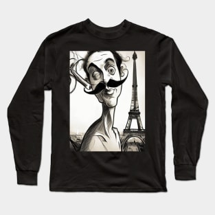 Surreal Elegance: Parisian Stroll with a Dali Mustache Long Sleeve T-Shirt